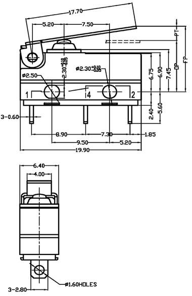 防水微動開關-G9S01D1尺寸