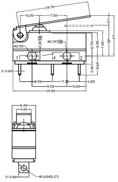 防水微動開關(guān)-G9S02D1尺寸