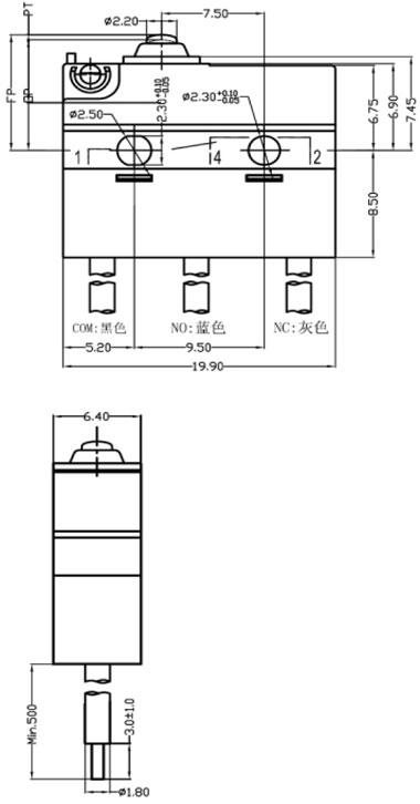 防水微動開關(guān)-G9E00W1尺寸